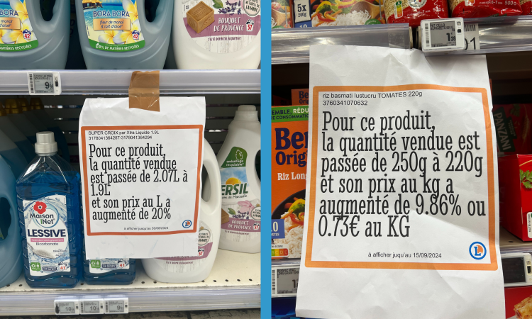 Shrinkflation au supermarché