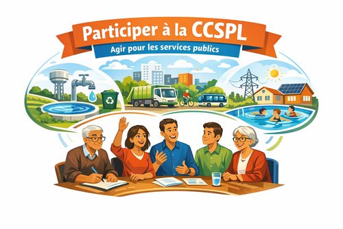 Groupe de personnes réunies autour d’une table pour discuter des services publics locaux, illustrant la participation citoyenne au sein d’une CCSPL.